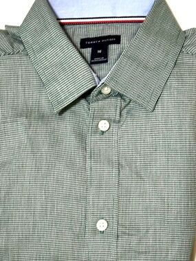 Tommy Hilfiger Button Down Shirt Boys 16 Green Dress